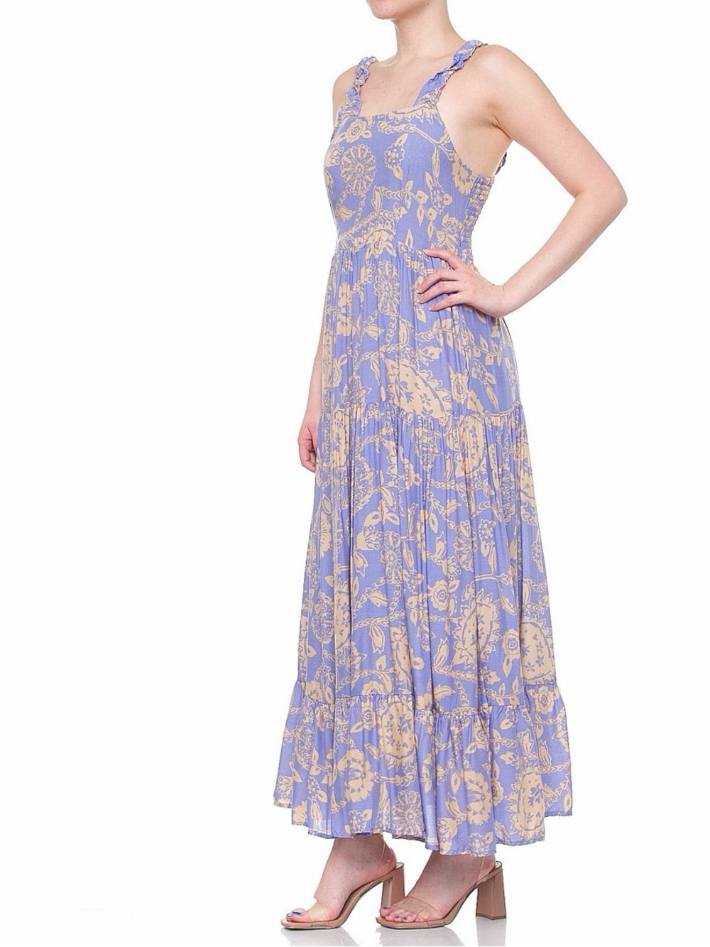 Dex Lavender and Cream Floral Maxi Dress
